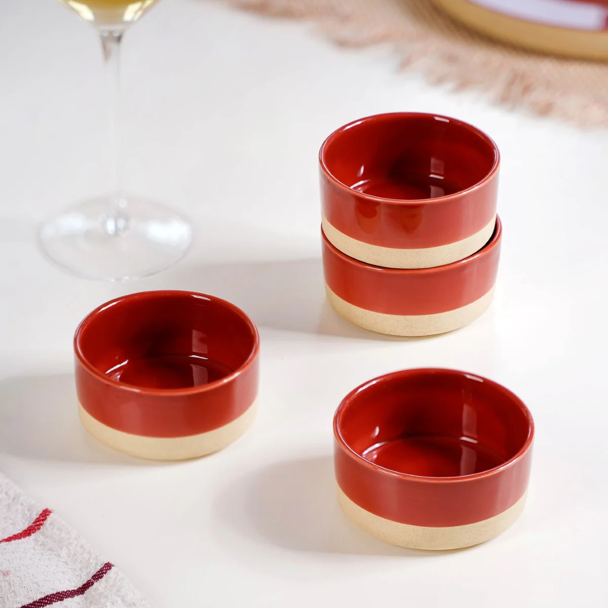Glazed Ceramic Bowls Set Of 4 Amber Clay 150ml - Image 8