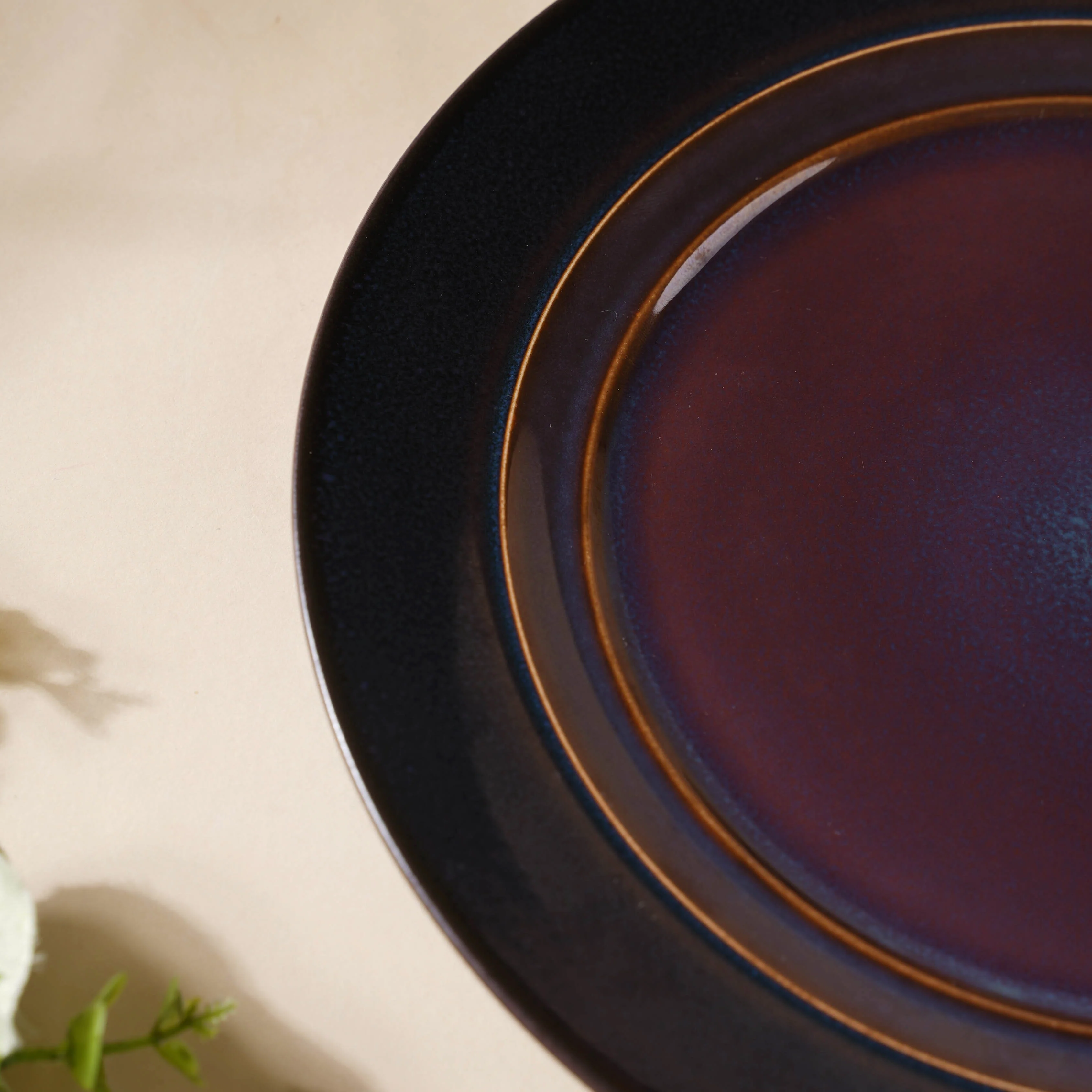 Glazed Ceramic Brown Snack Plate 8.5 Inch - Image 5
