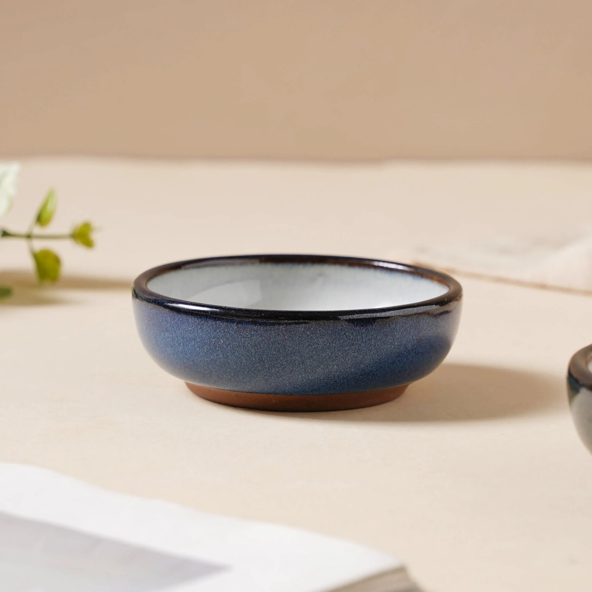 Glazed Ceramic Grey And Blue Dip Bowl 50 ml - Image 4