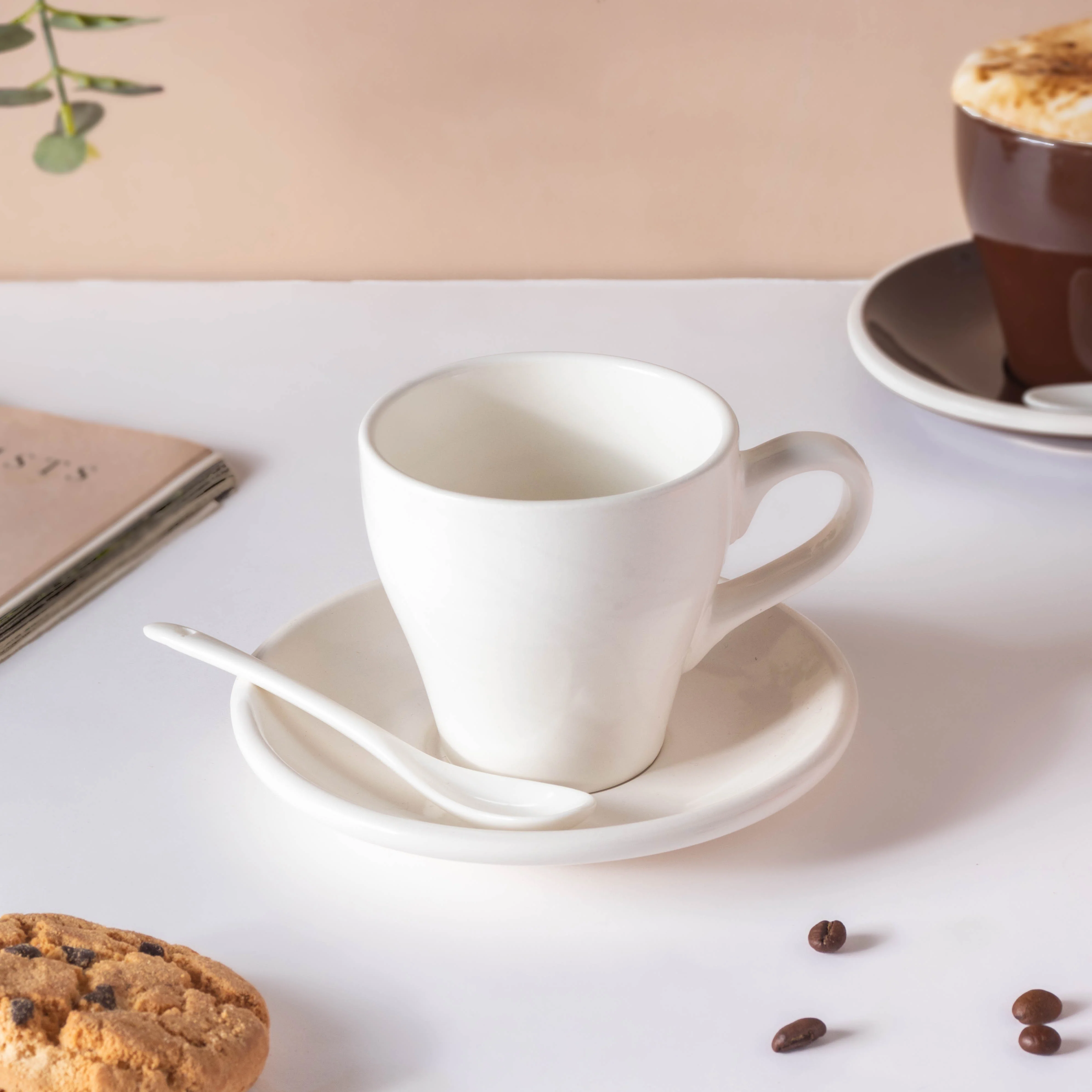 Glazed Ceramic White Cup Set 150 ml - Image 2