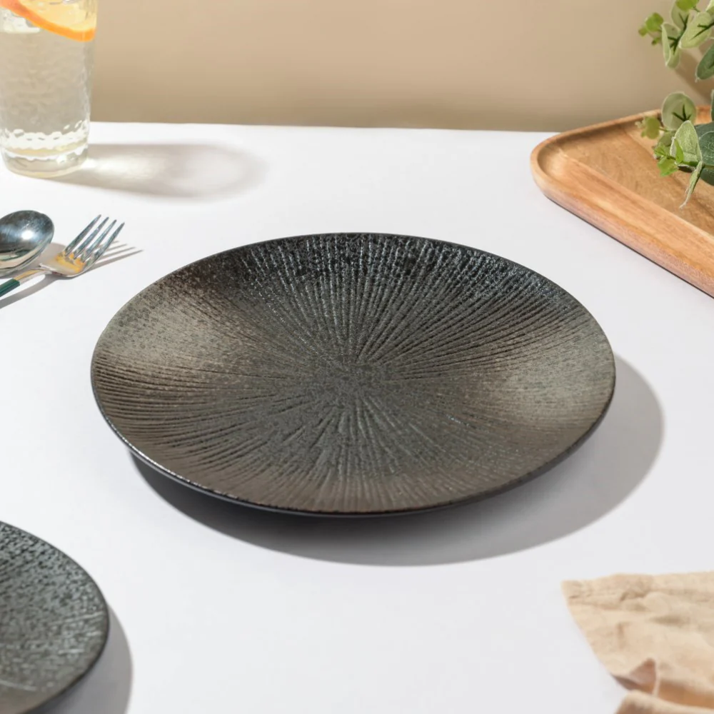 Glazed Texture Dinner Plate Black 9.8 Inch - Image 3