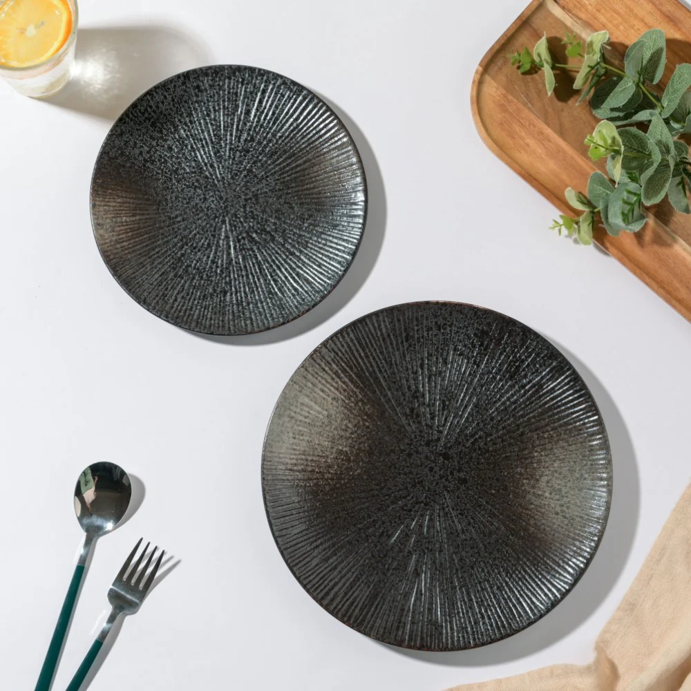 Glazed Texture Dinner Plate Black 9.8 Inch - Image 6