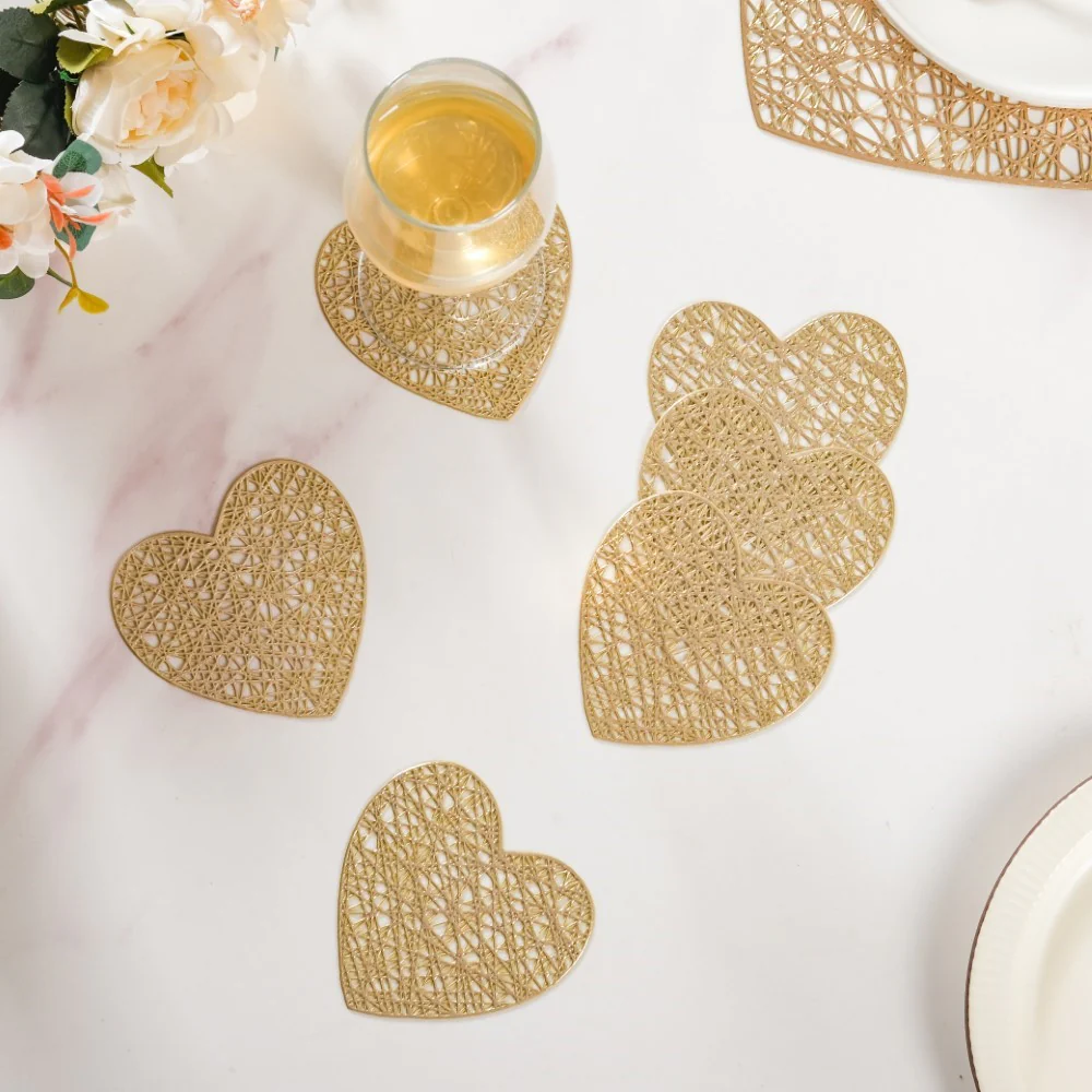 Glimmering Heart Coaster Gold Set of 6 - Image 2