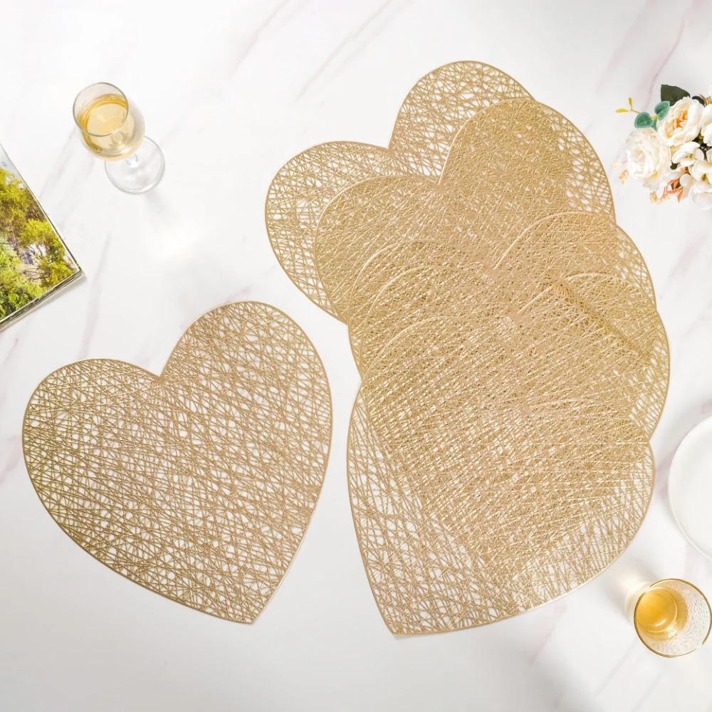 Glimmering Heart Table Mat Gold Set of 6 15 Inch - Image 2