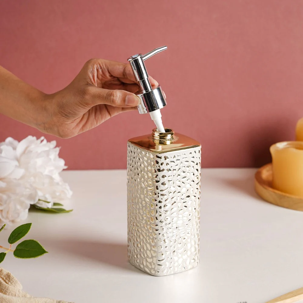 Glittery Gold Ceramic Luxe Soap Dispenser 500 ml - Image 4