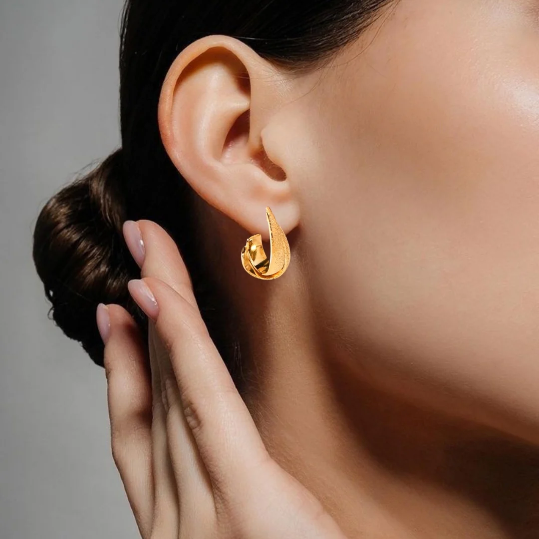 Glittery Gold Layered Drop Earrings - Image 3