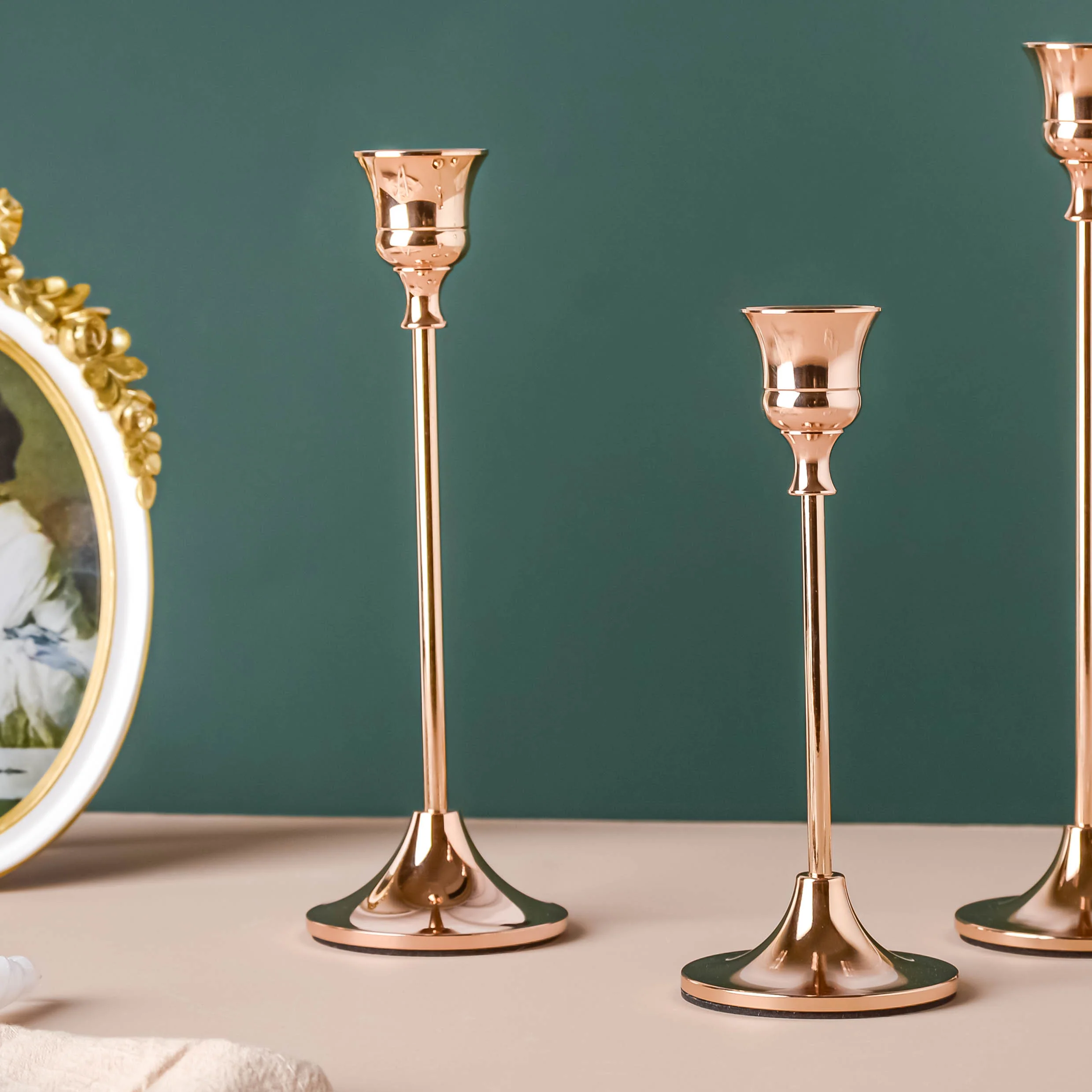 Glossy Gold Candle Stand - Image 9