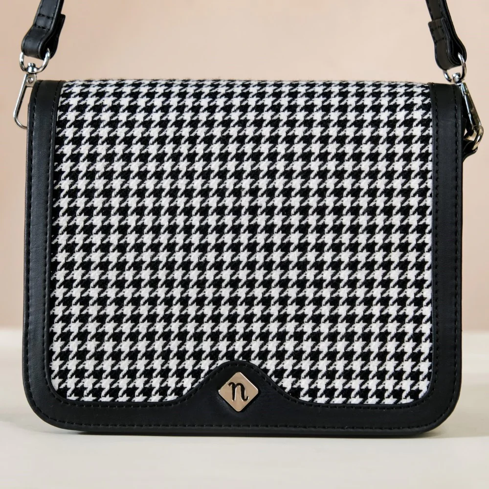 Go-To Shoulder Bag For Women Black Houndstooth - Image 10