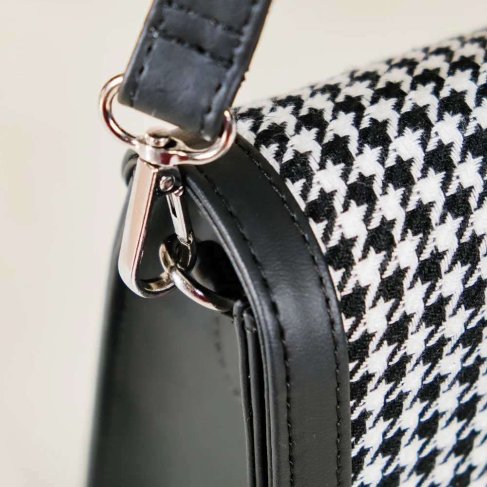 Go-To Shoulder Bag For Women Black Houndstooth - Image 11