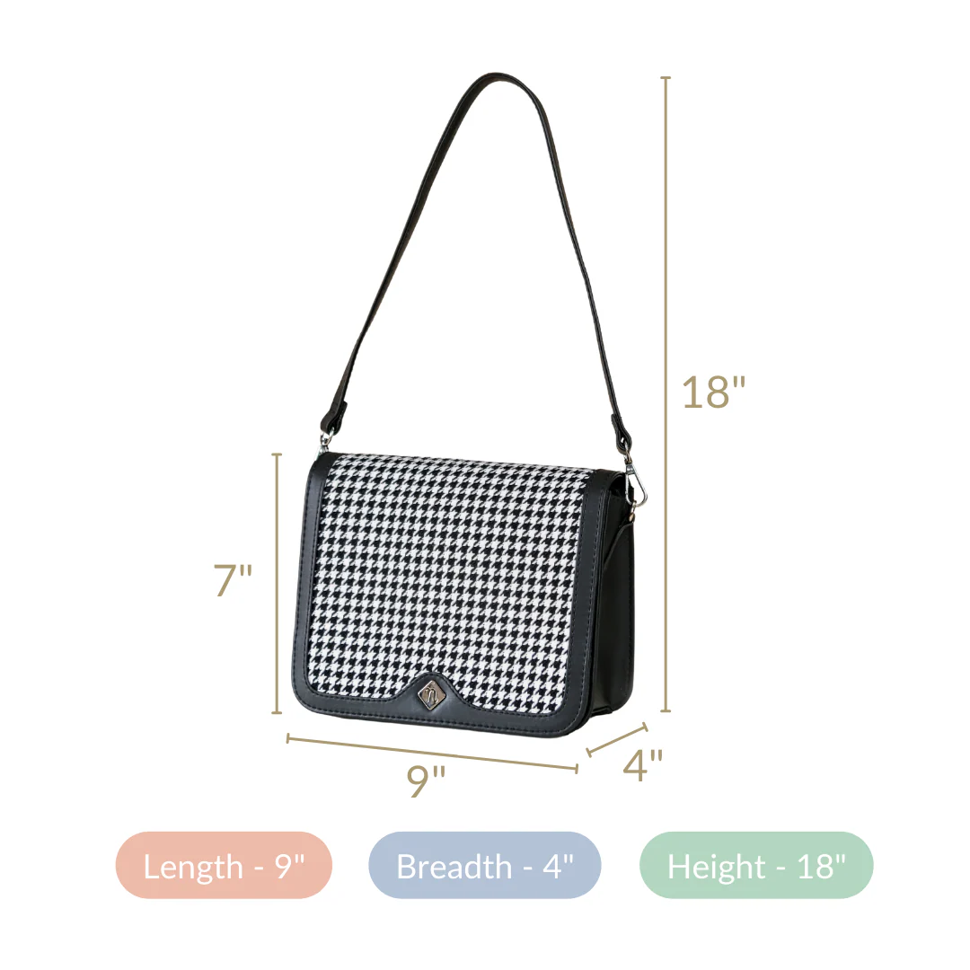 Go-To Shoulder Bag For Women Black Houndstooth - Image 6