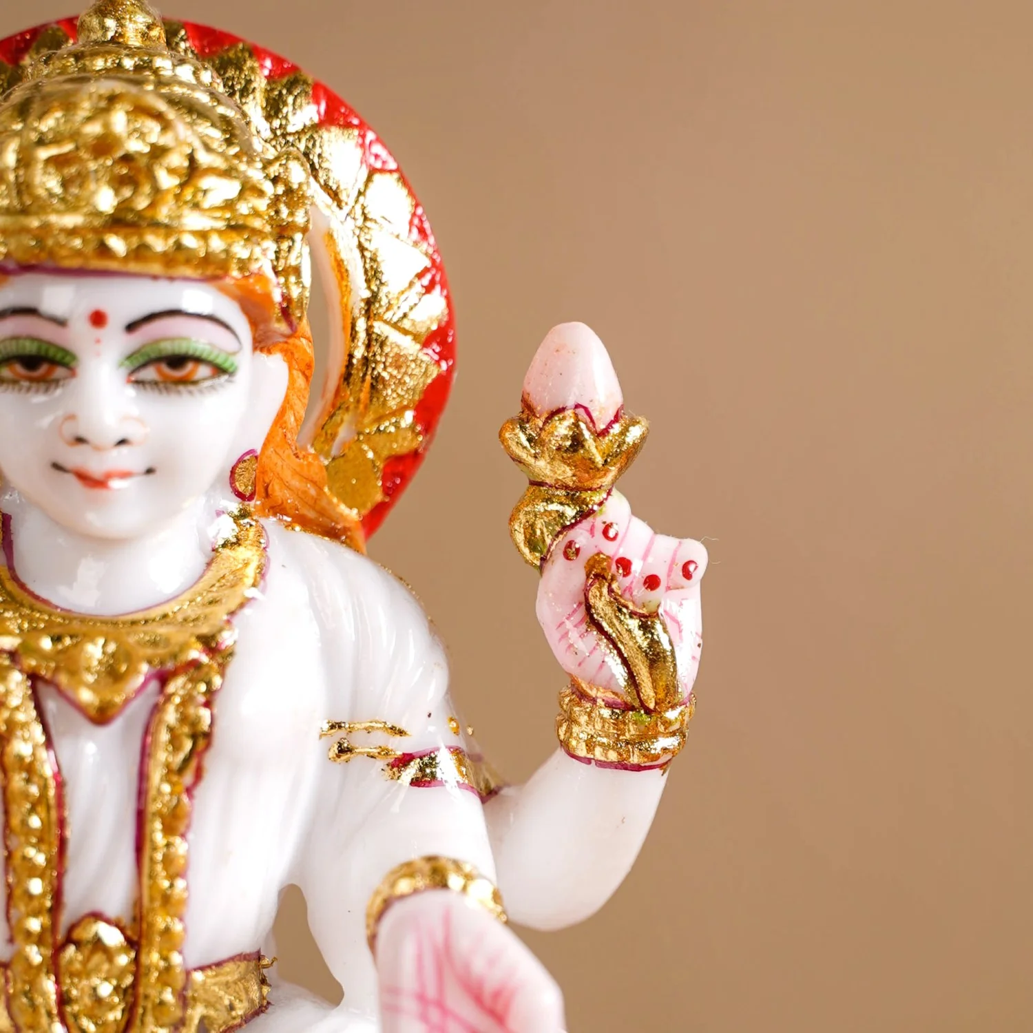 Goddess Laxmi On Lotus Idol 17x12cm - Image 6