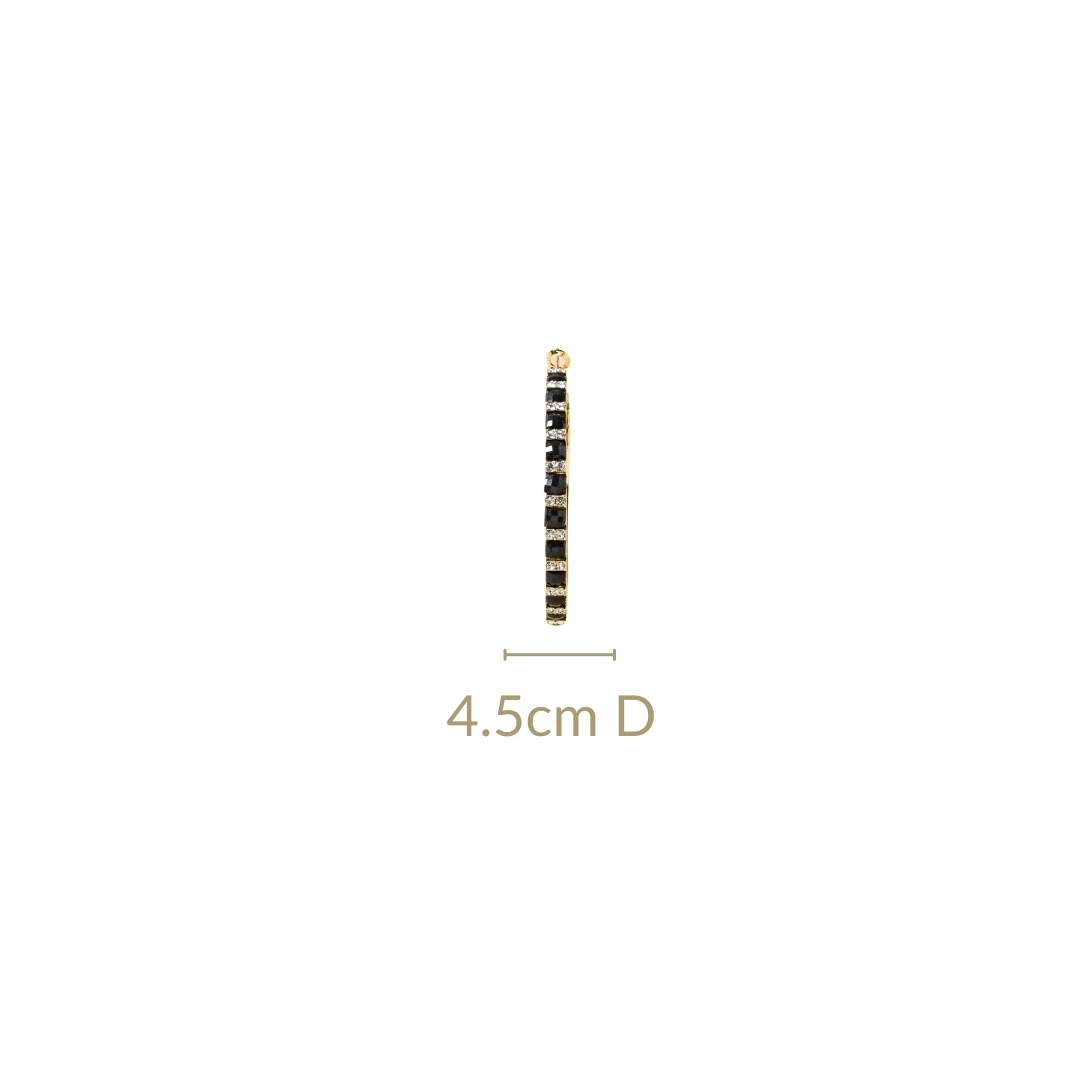 Gold And Black Lattice Hoop Earrings - Image 3