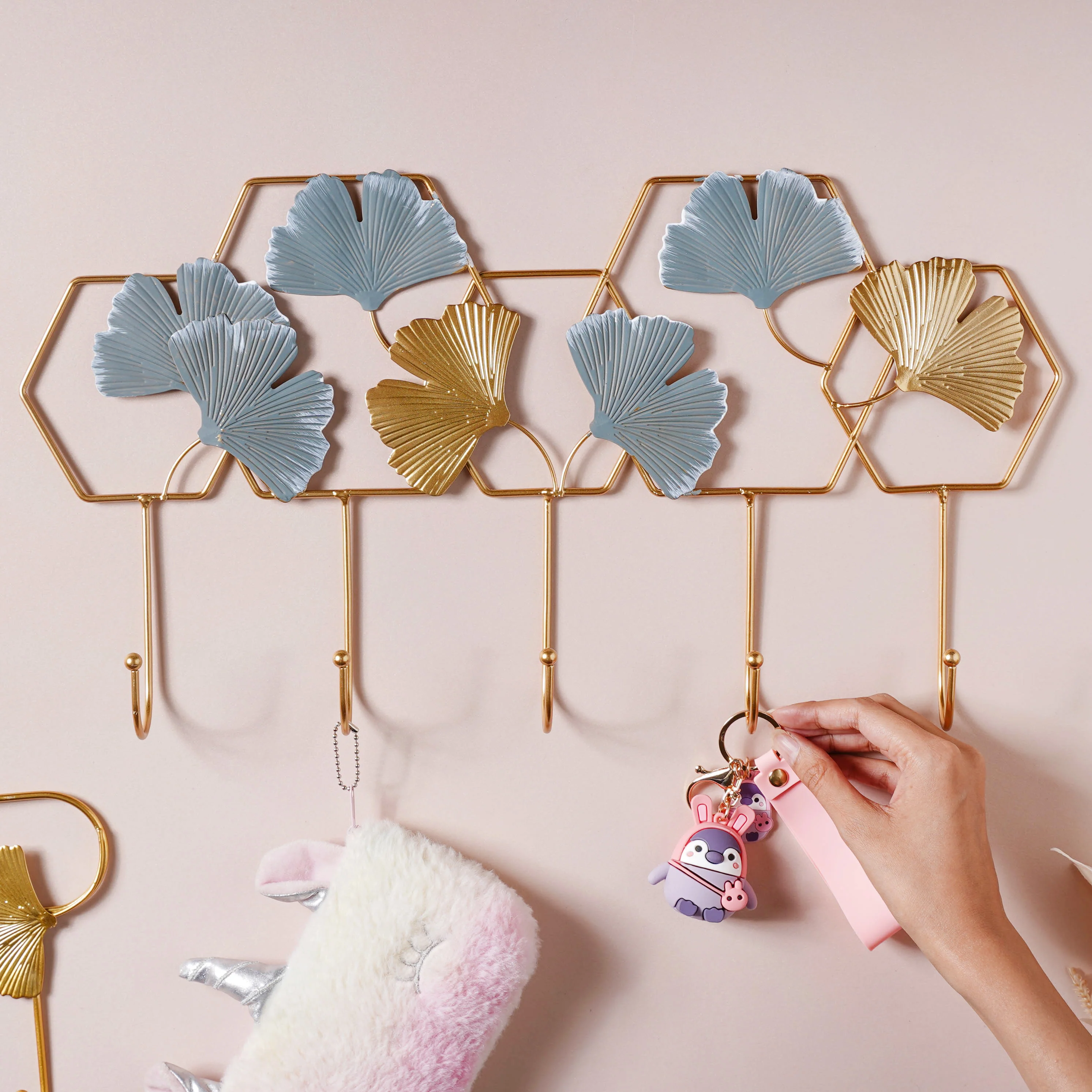 Gold and Blue Wall Mount Hanger - Image 2