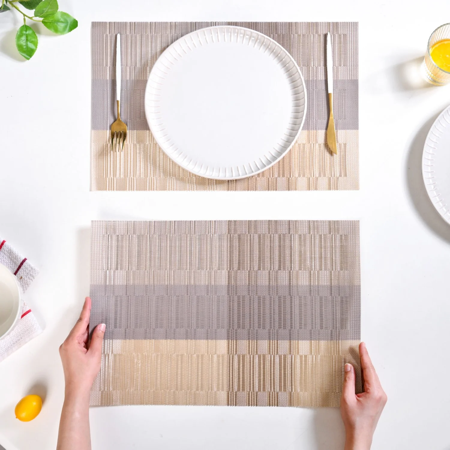 Gold And Brown Mat Set Of 6 - Image 3