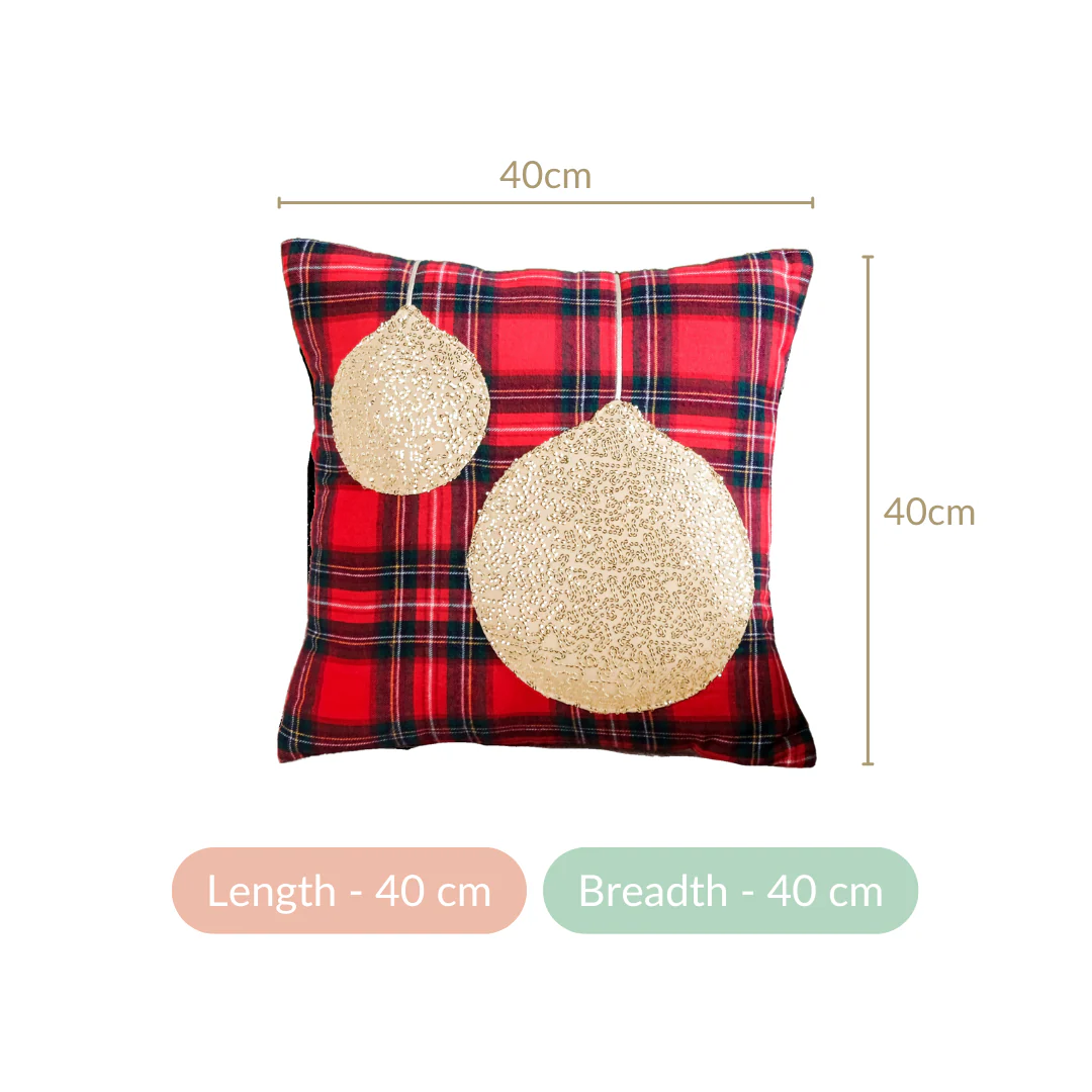 Gold Baubbles Plaid Cushion Cover 40x40cm - Image 4