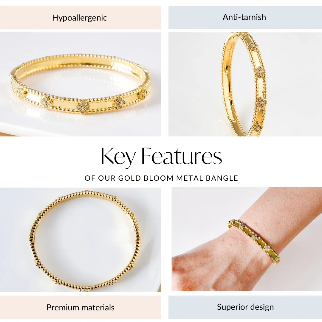 Gold Bloom Metal Bangle - Image 4