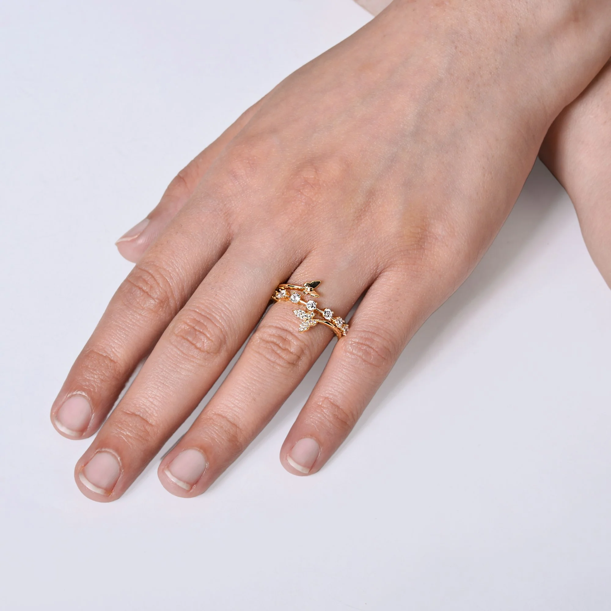 Gold Butterfly Charm Statement Ring - Image 2