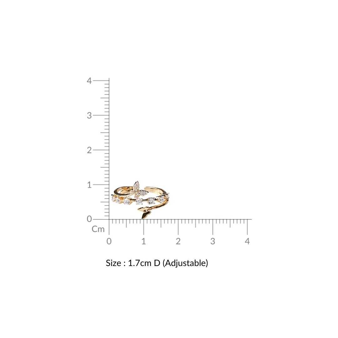 Gold Butterfly Charm Statement Ring - Image 3