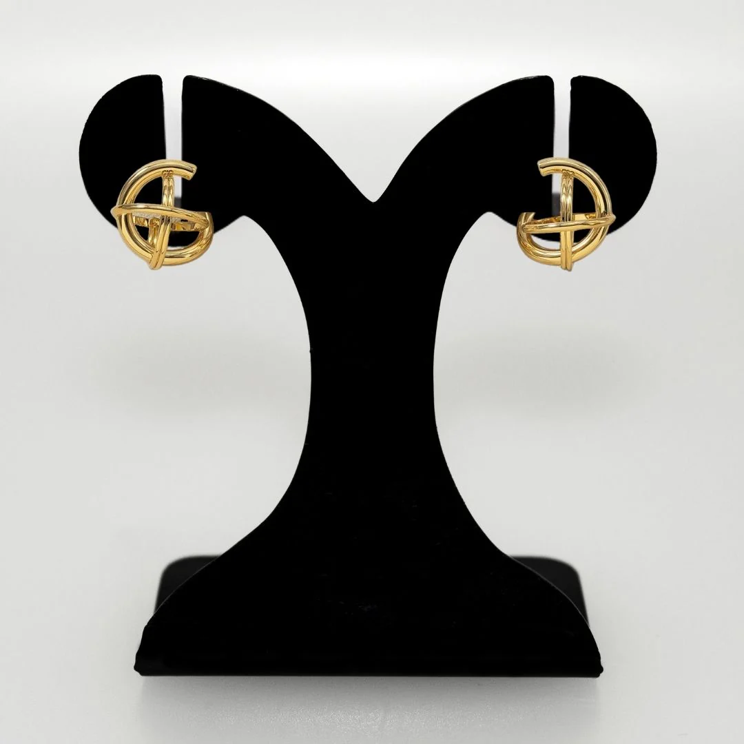 Gold Circle Fusion Drop Earrings - Image 6