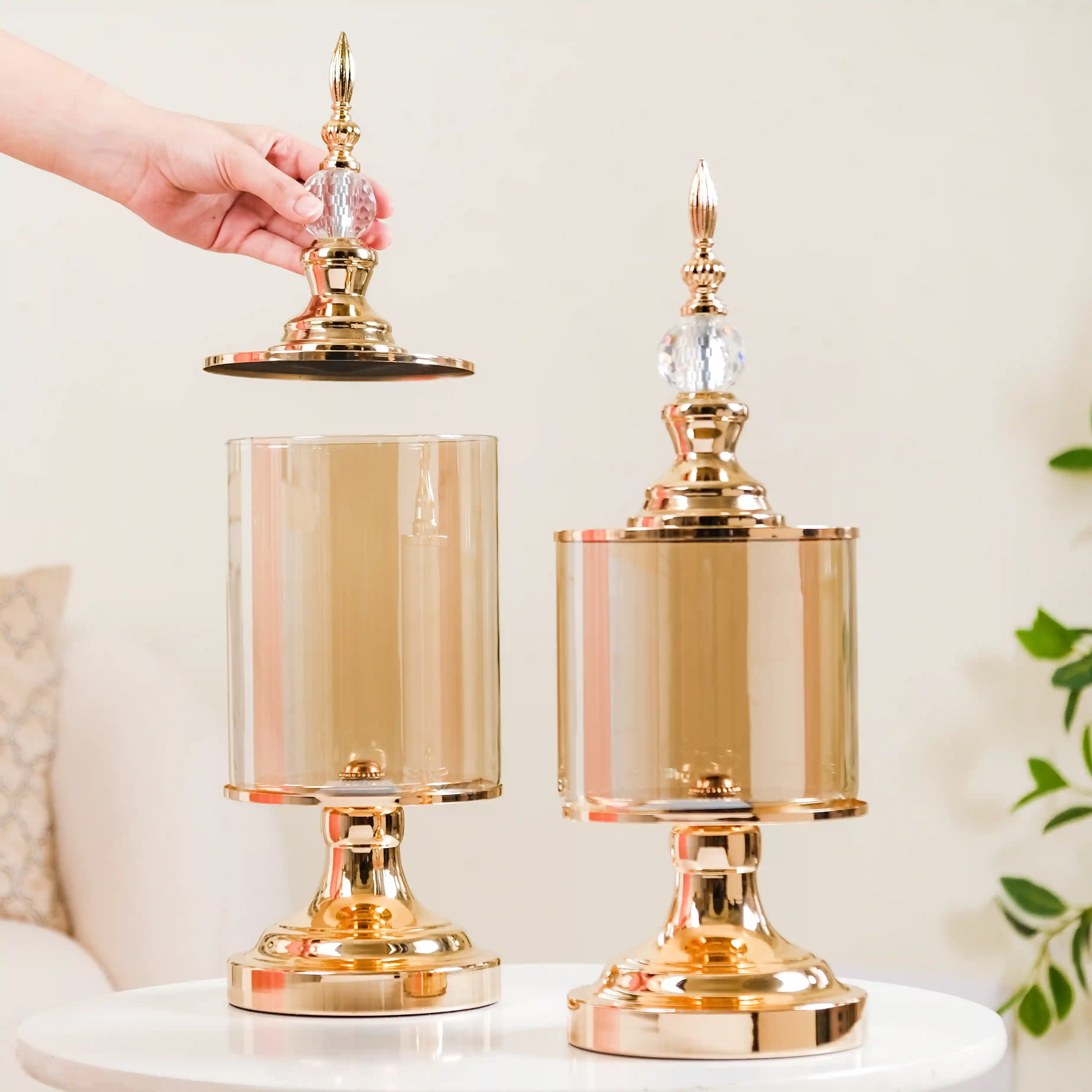 Gold Decor Jars Set Of 2 - Image 2