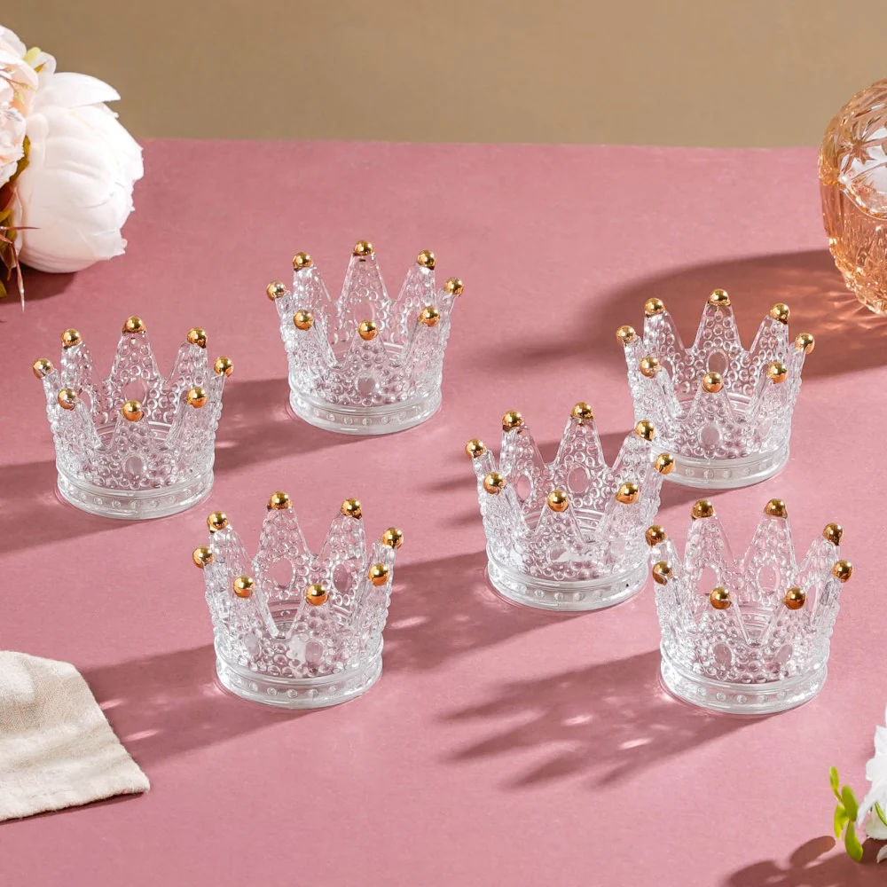 Gold Detail Crown Tea Light Holder Set Of 6 - Image 2