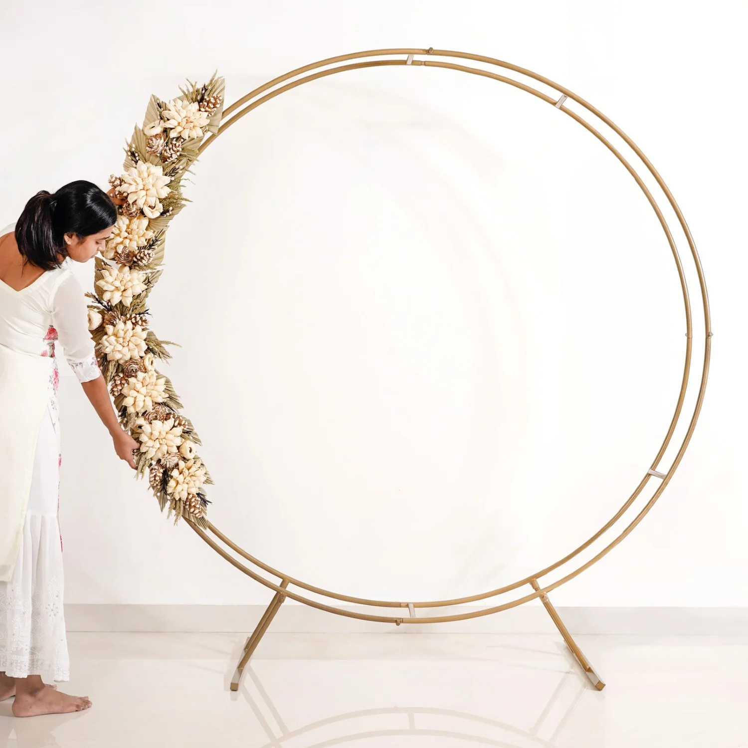 Gold Double Ring Backdrop Metal Frame For Party Decoration 99 Inch - Image 3