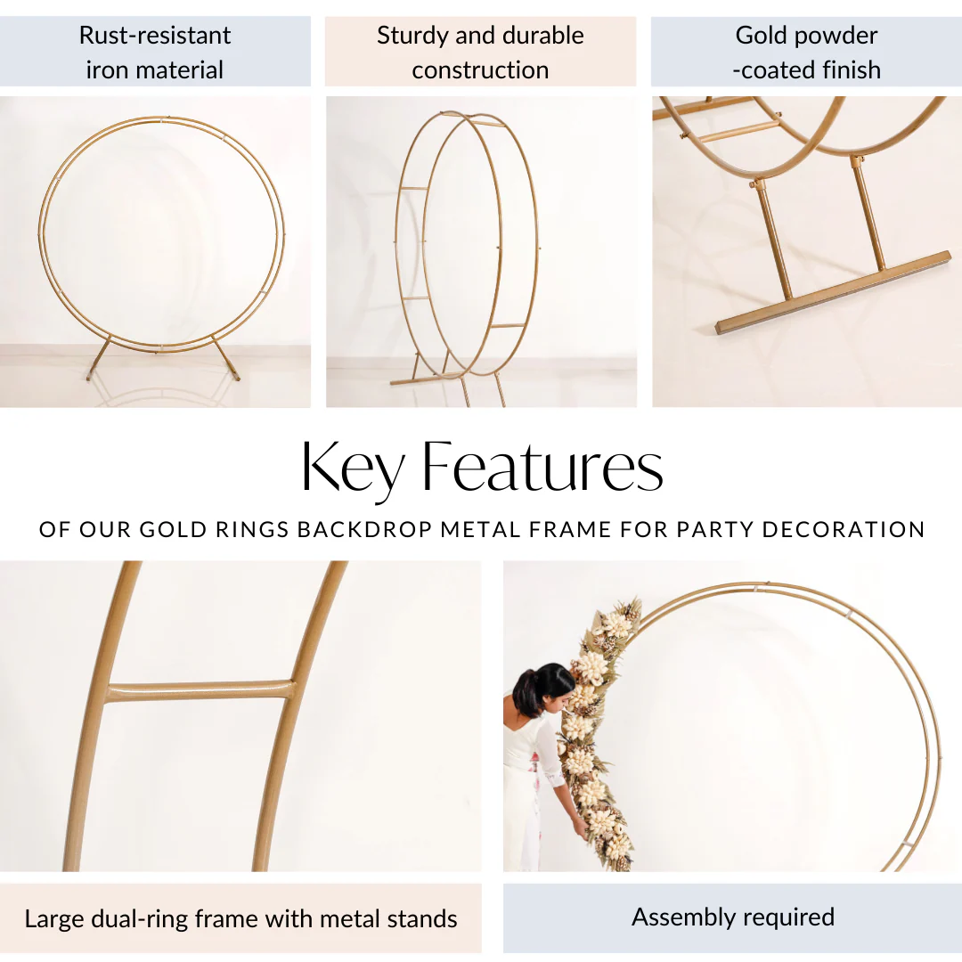 Gold Double Ring Backdrop Metal Frame For Party Decoration 99 Inch - Image 5
