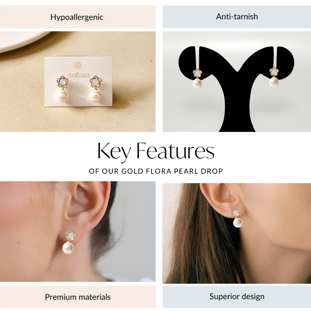 Gold Flora Pearl Drop - Image 4