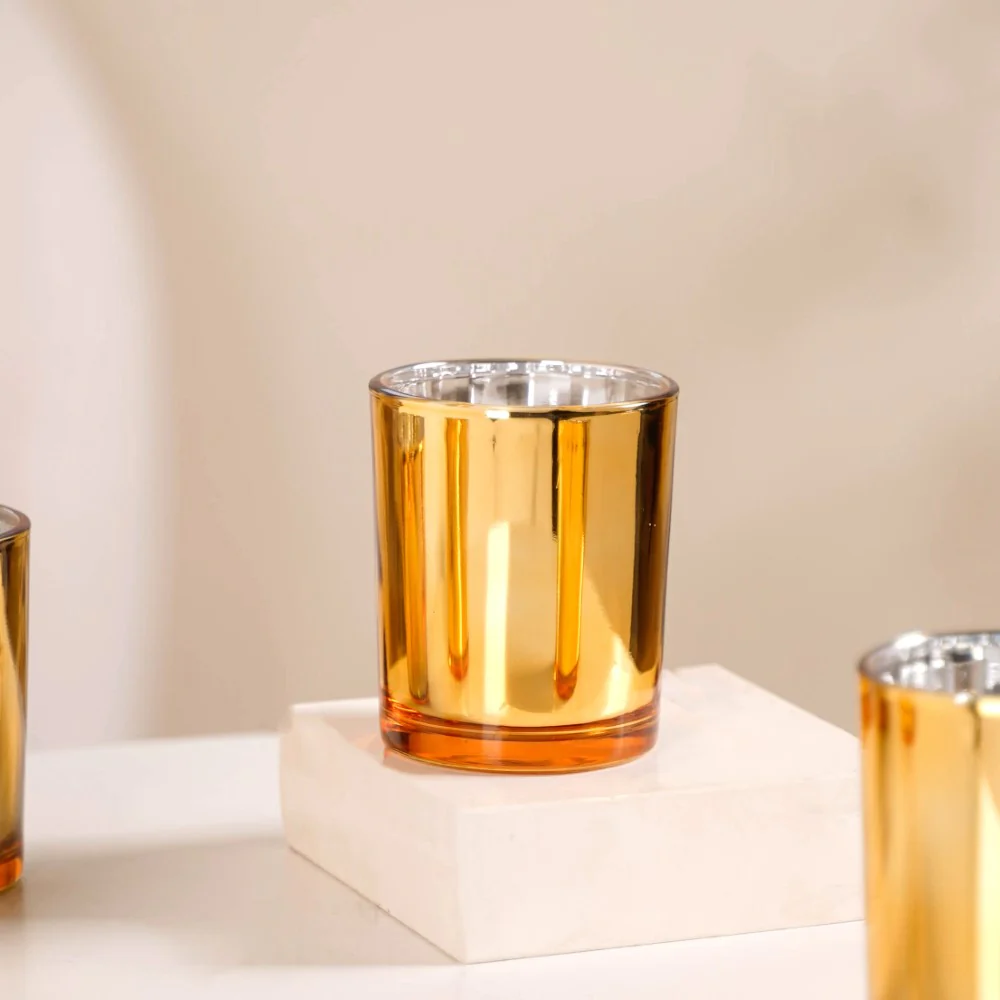 Gold Glass Votive Candle Holder Set Of 4 - Image 4