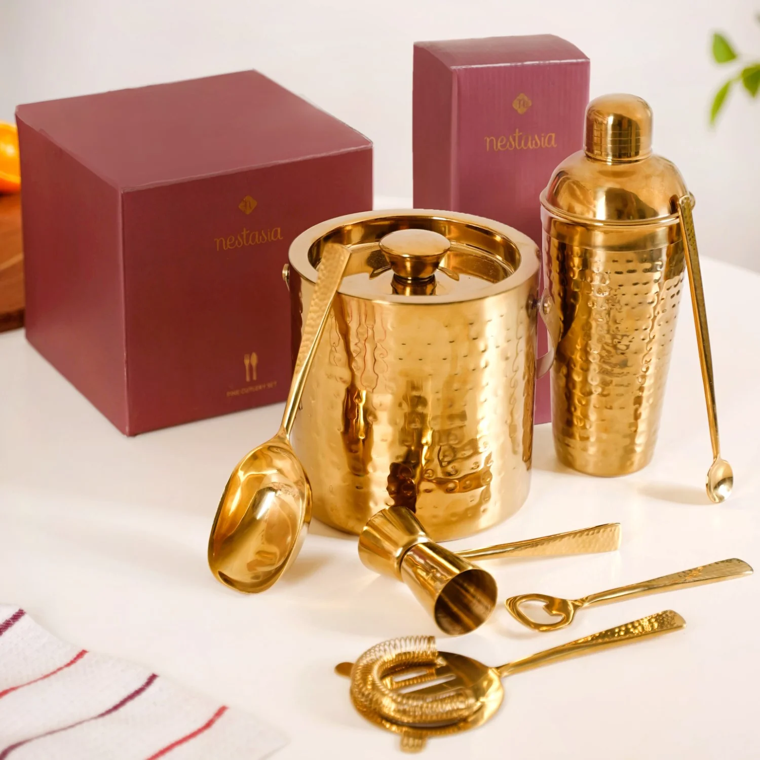 Gold Hammered Texture Bar Tool Set Of 7 - Image 2