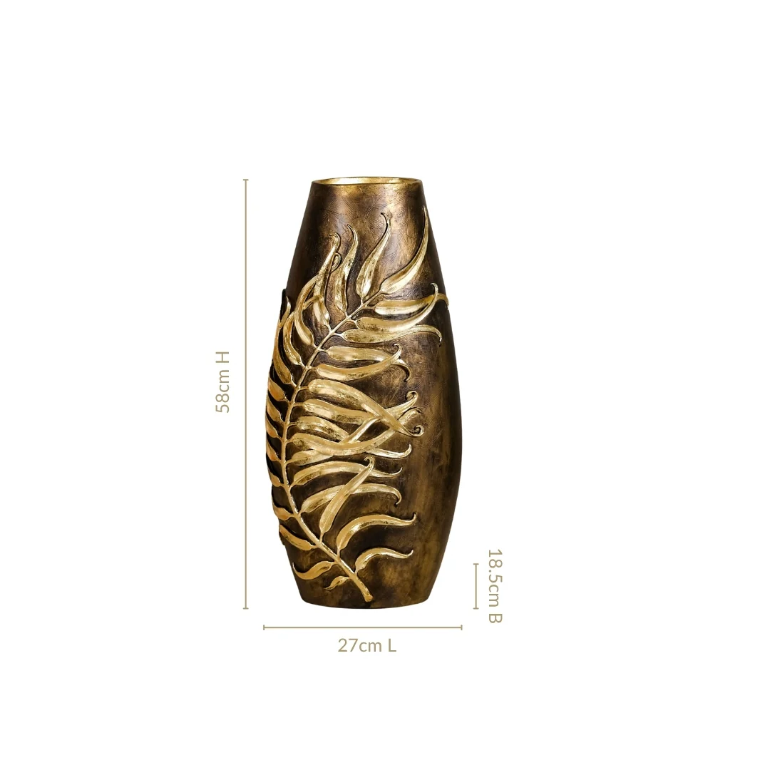 Gold Leaf Sculpted Flower Vase For Floor - Image 4