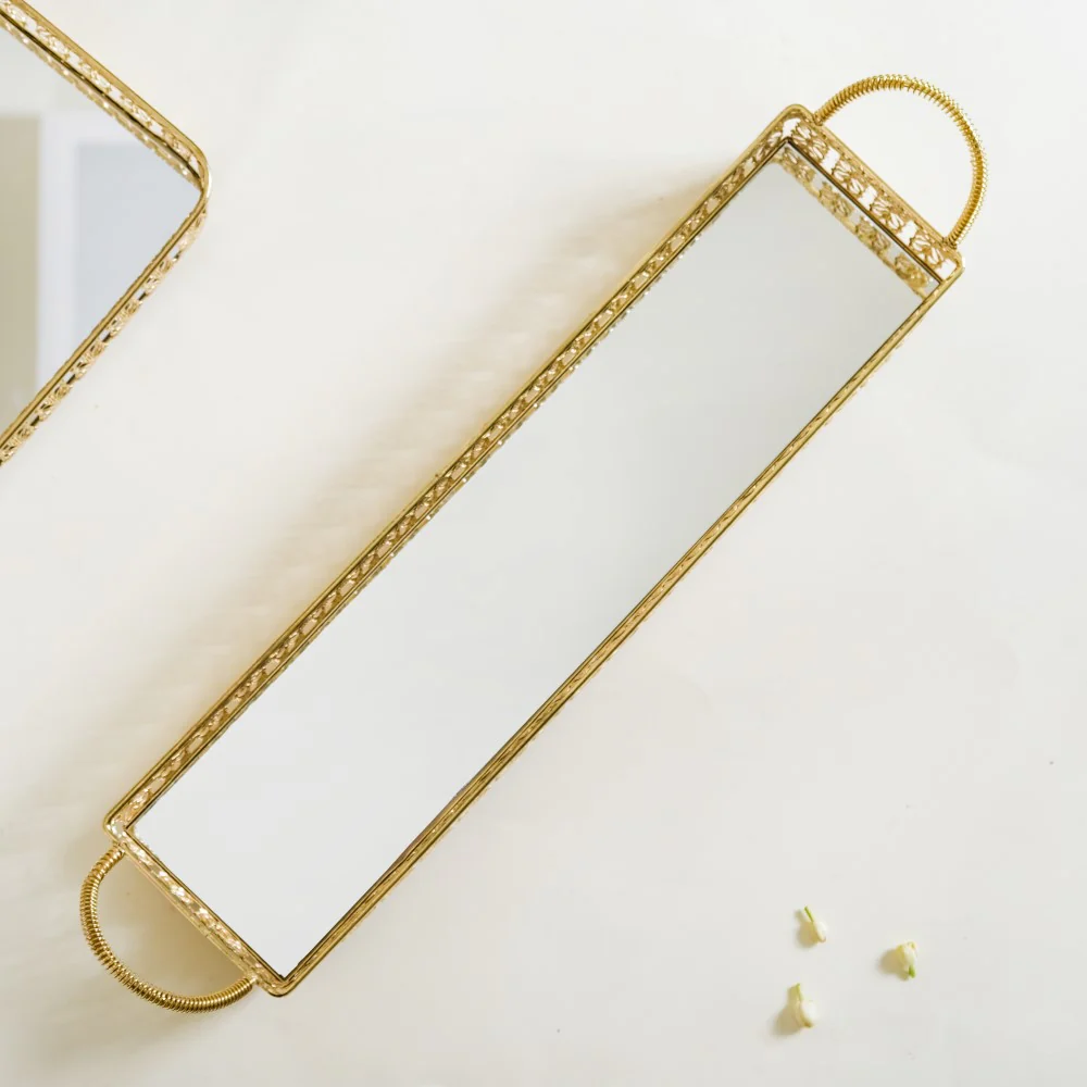 Gold Long Tray With Handles - Image 11