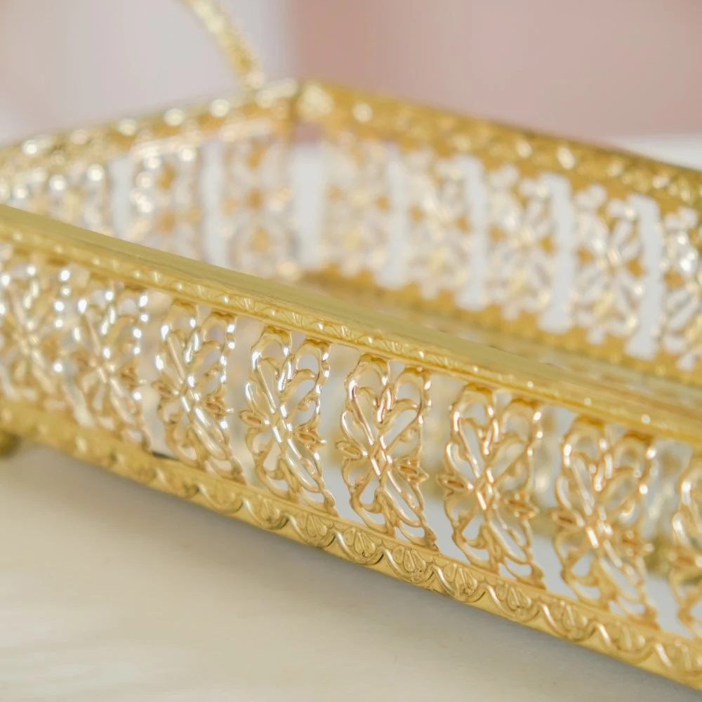 Gold Long Tray With Handles - Image 12