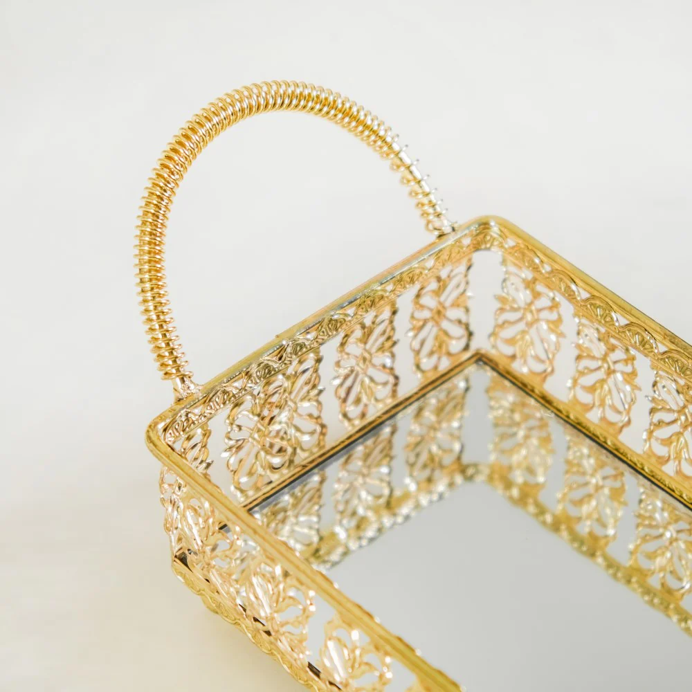 Gold Long Tray With Handles - Image 13