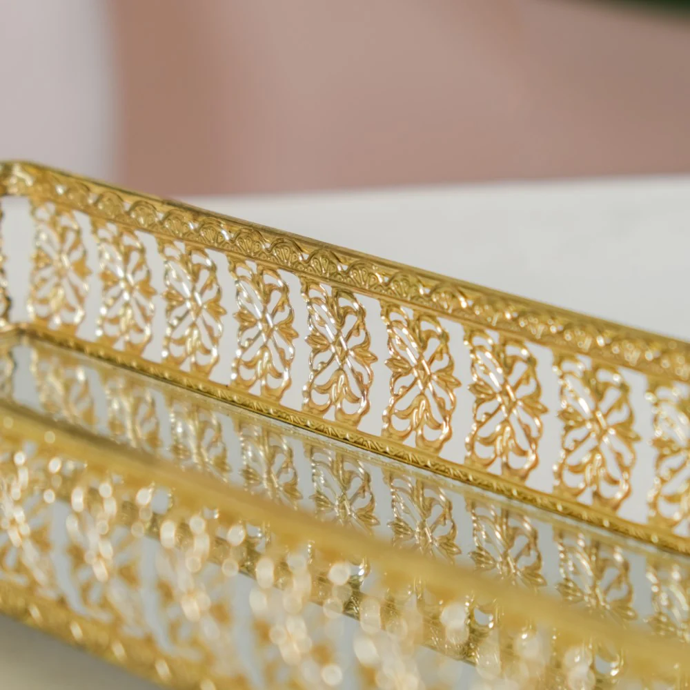 Gold Long Tray With Handles - Image 16