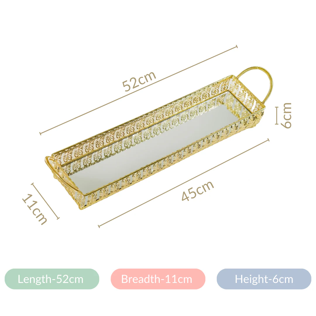 Gold Long Tray With Handles - Image 17