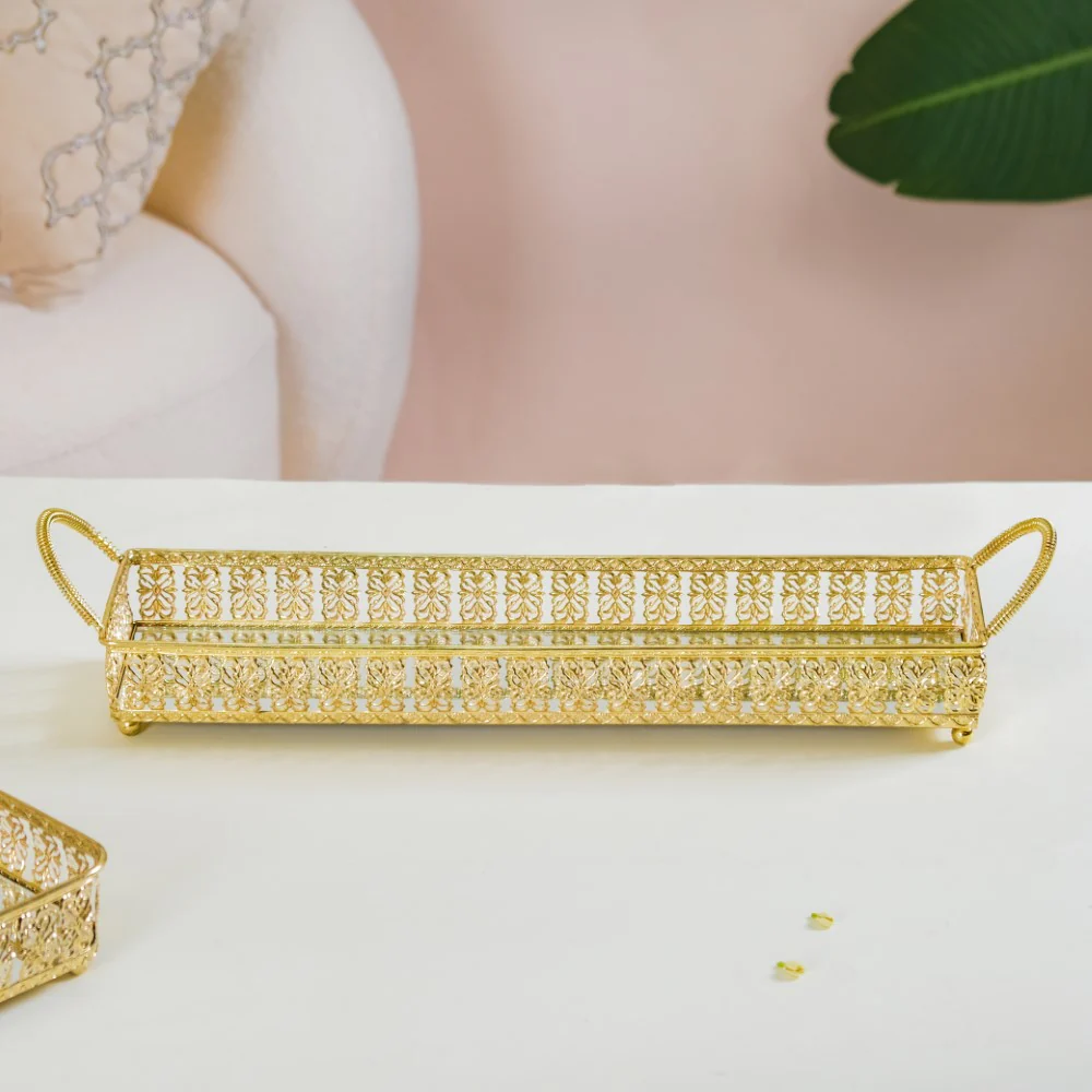 Gold Long Tray With Handles - Image 9