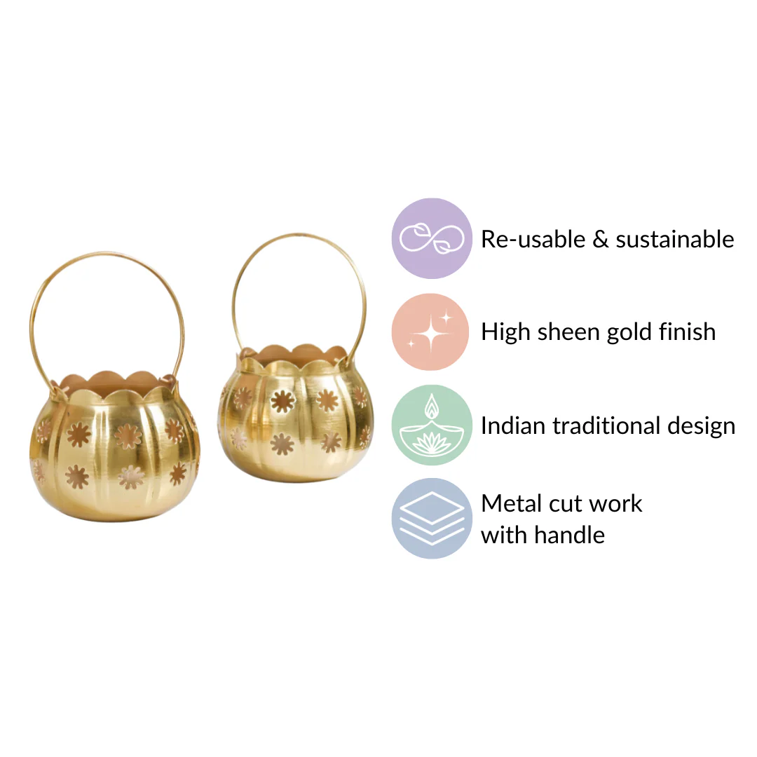Gold Metal Votive Holder Set Of 2 - Image 5