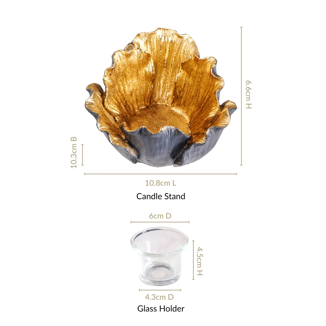 Gold Petal Candle Holder - Image 4