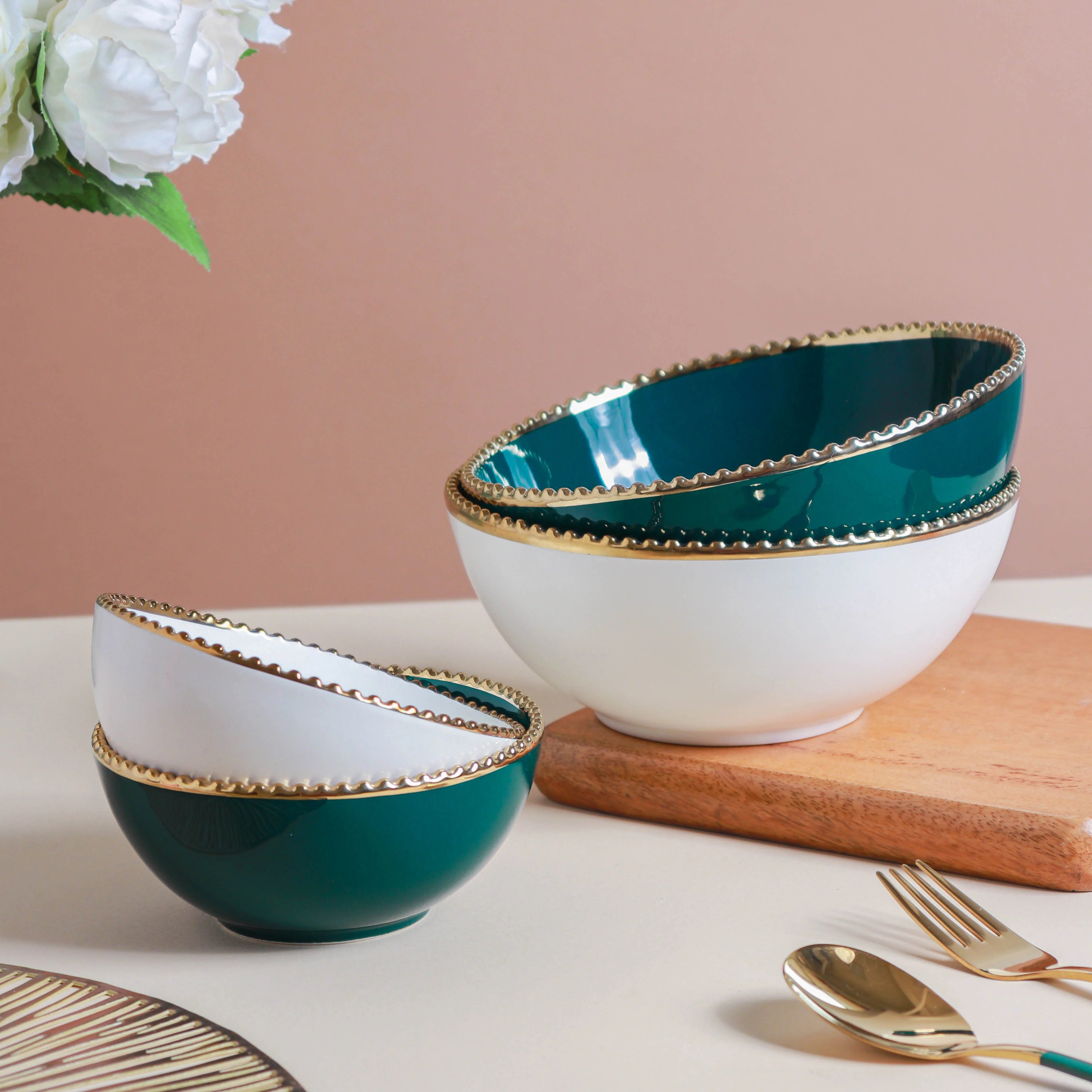 Gold Rim Salad Bowl 800 ml - Image 14
