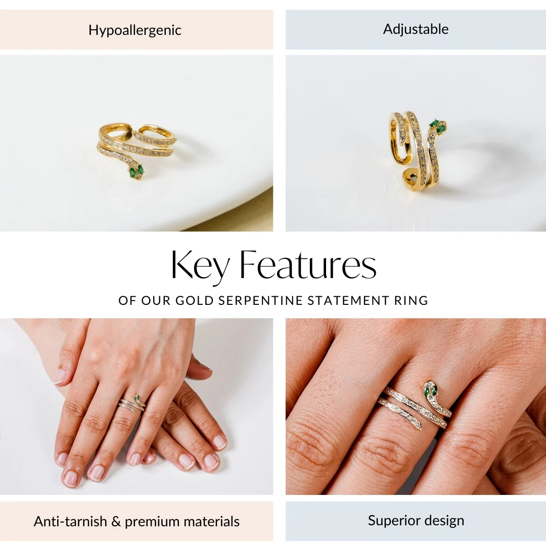 Gold Serpentine Statement Ring - Image 4