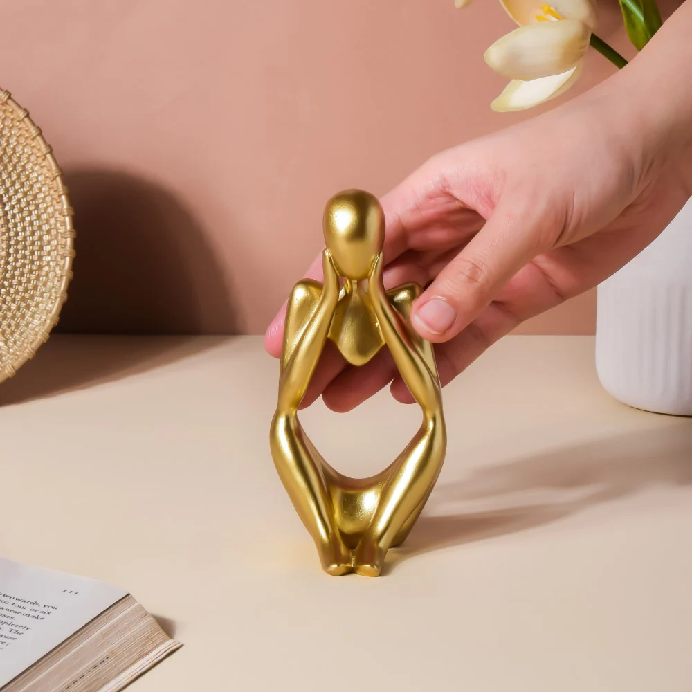 Gold Sitting Showpiece In Thought - Image 2