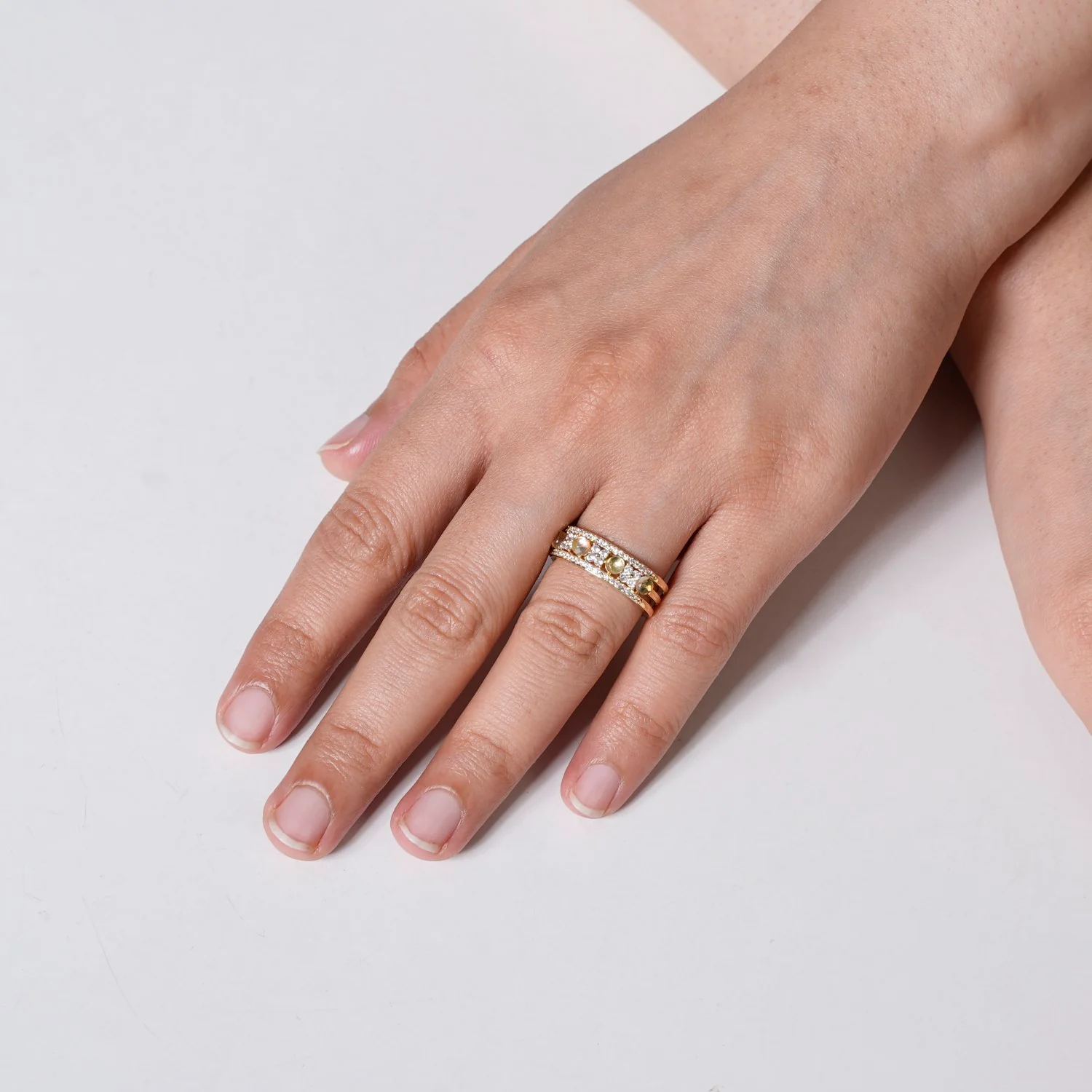 Gold Stone Studded Thumb Ring - Image 2