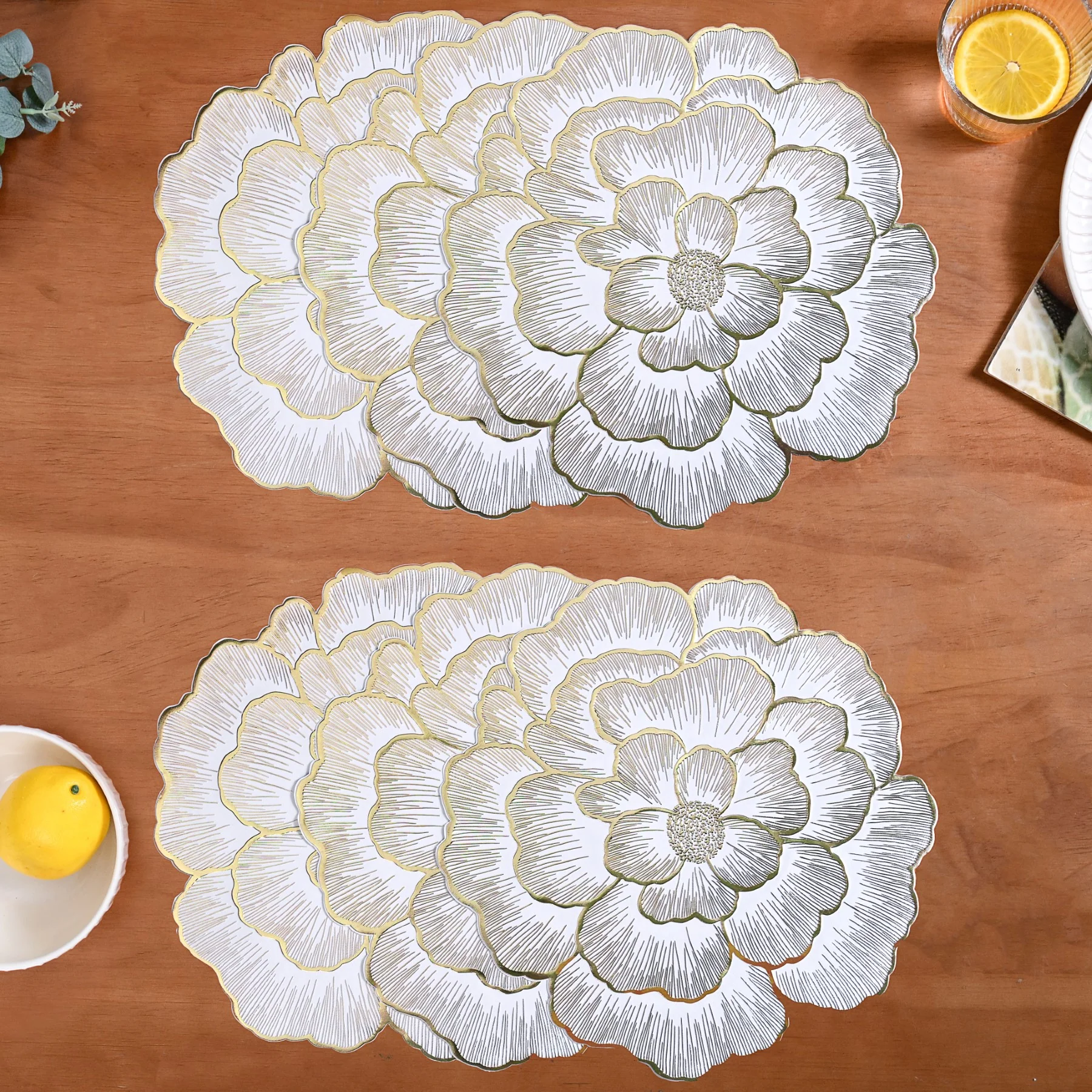 Gold Sunlit Petals Table Mat Set Of 6 - Image 6