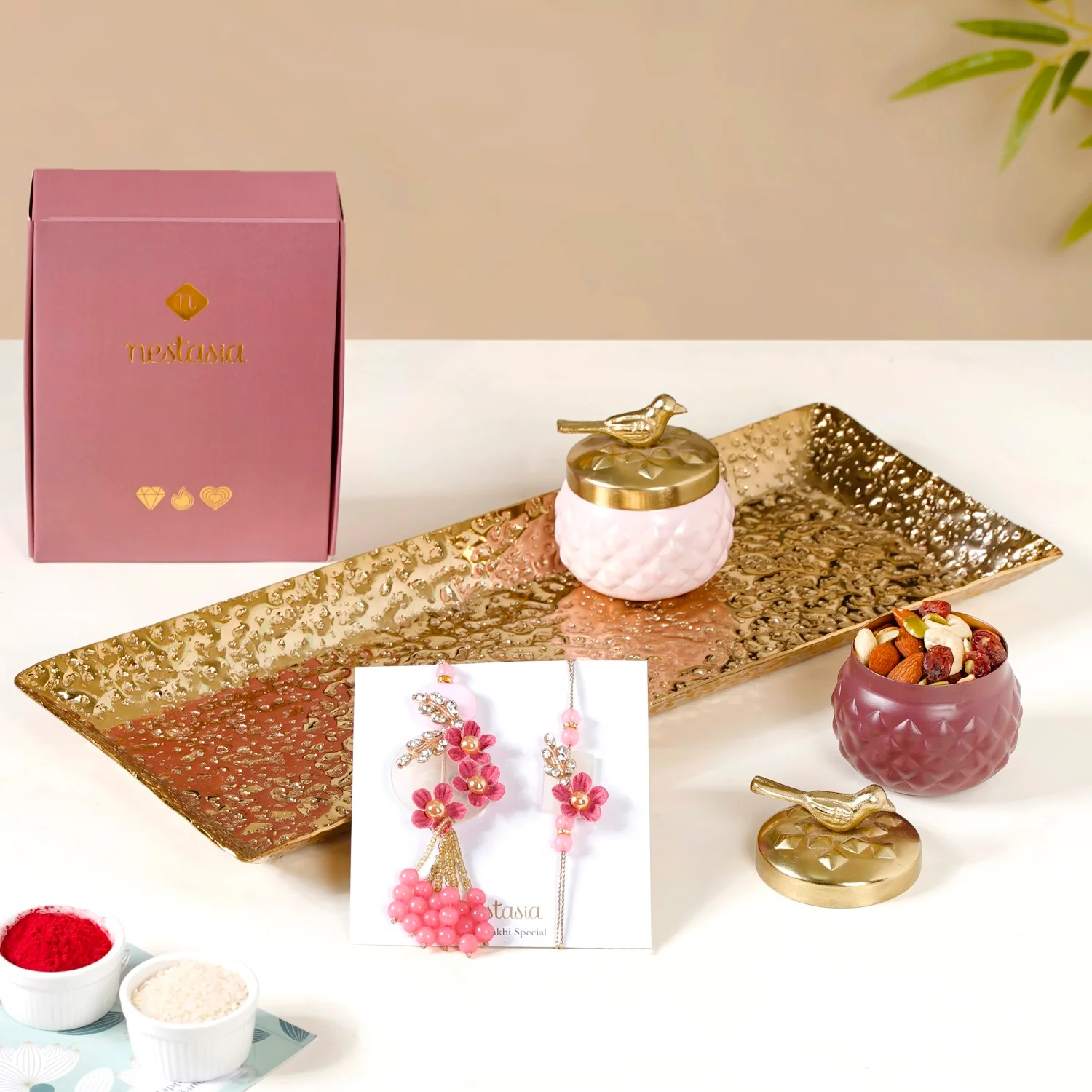 Gold Tray Rakhi Lumba Gift Hamper - Image 2