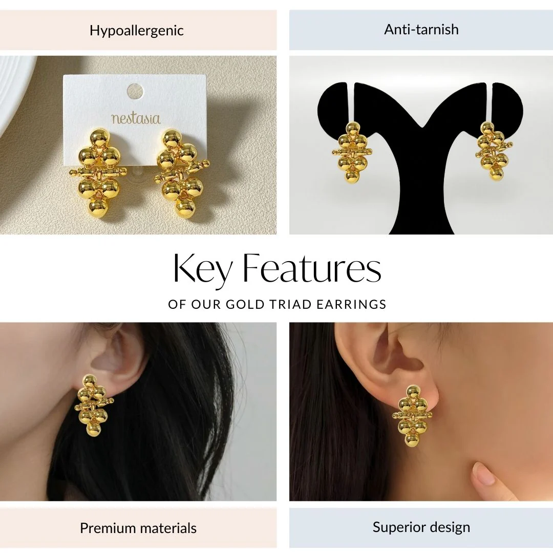 Gold Triad Earrings - Image 4