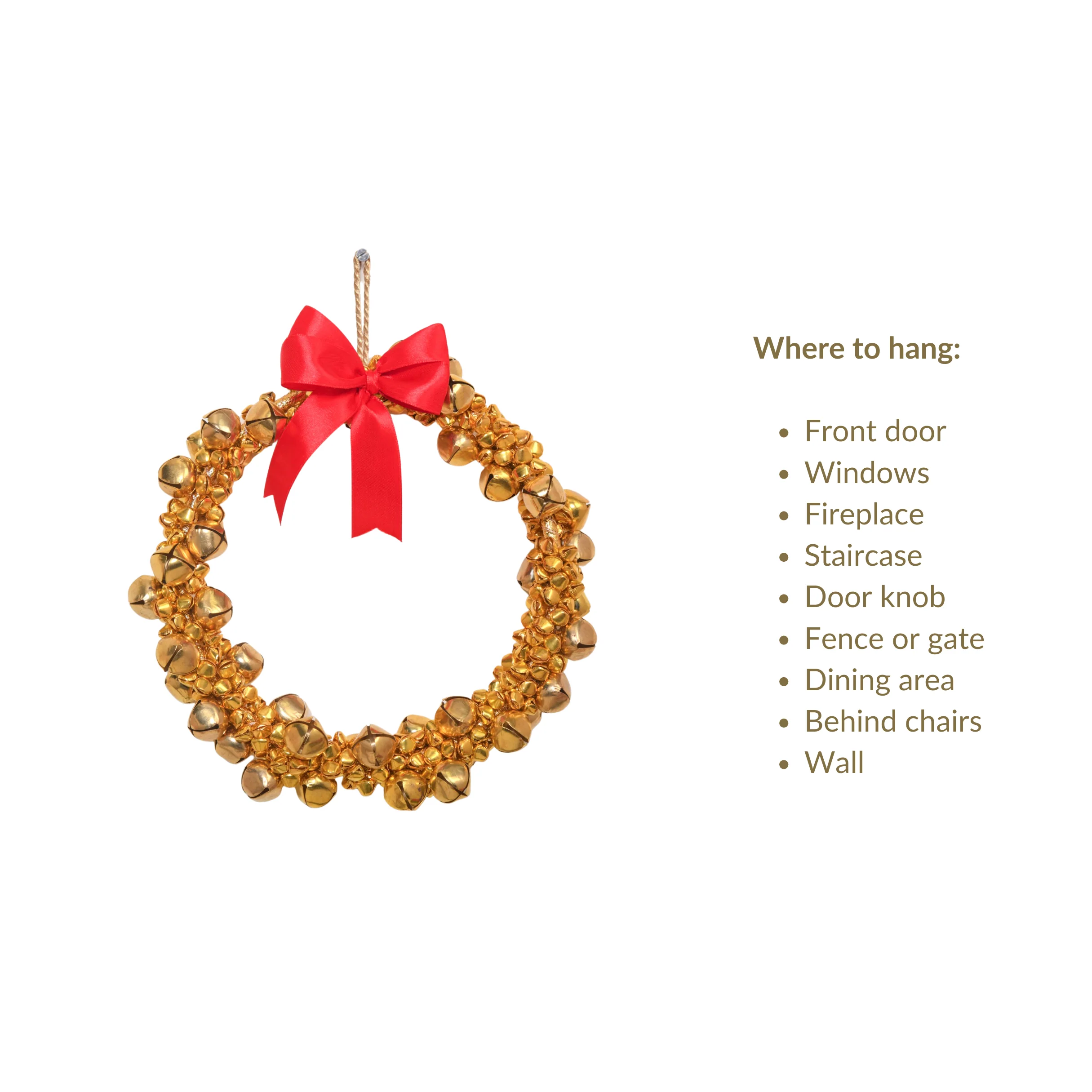 Gold Wreath With Bells 8 Inch - Image 9