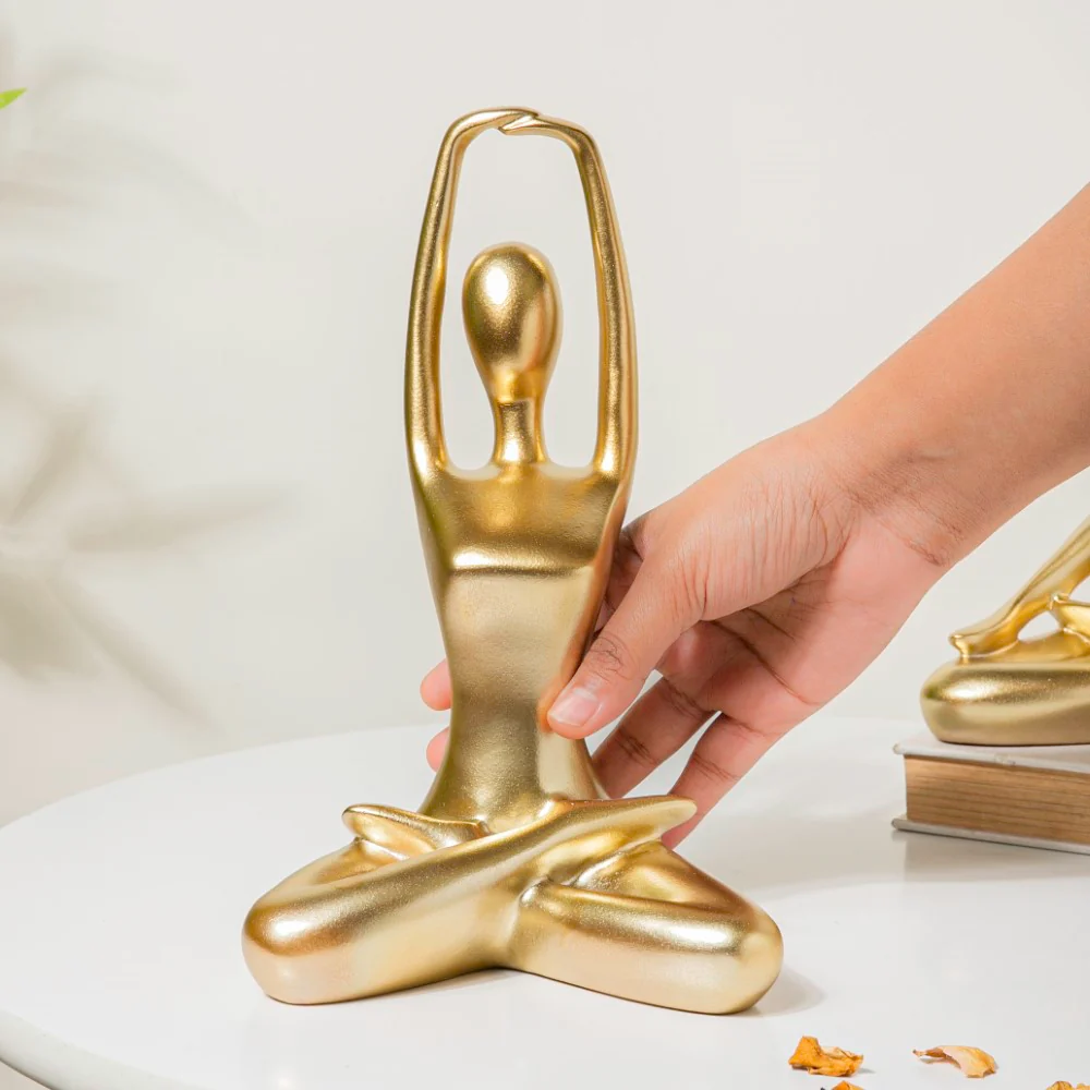 Gold Yoga Showpiece Hands Raised - Image 2