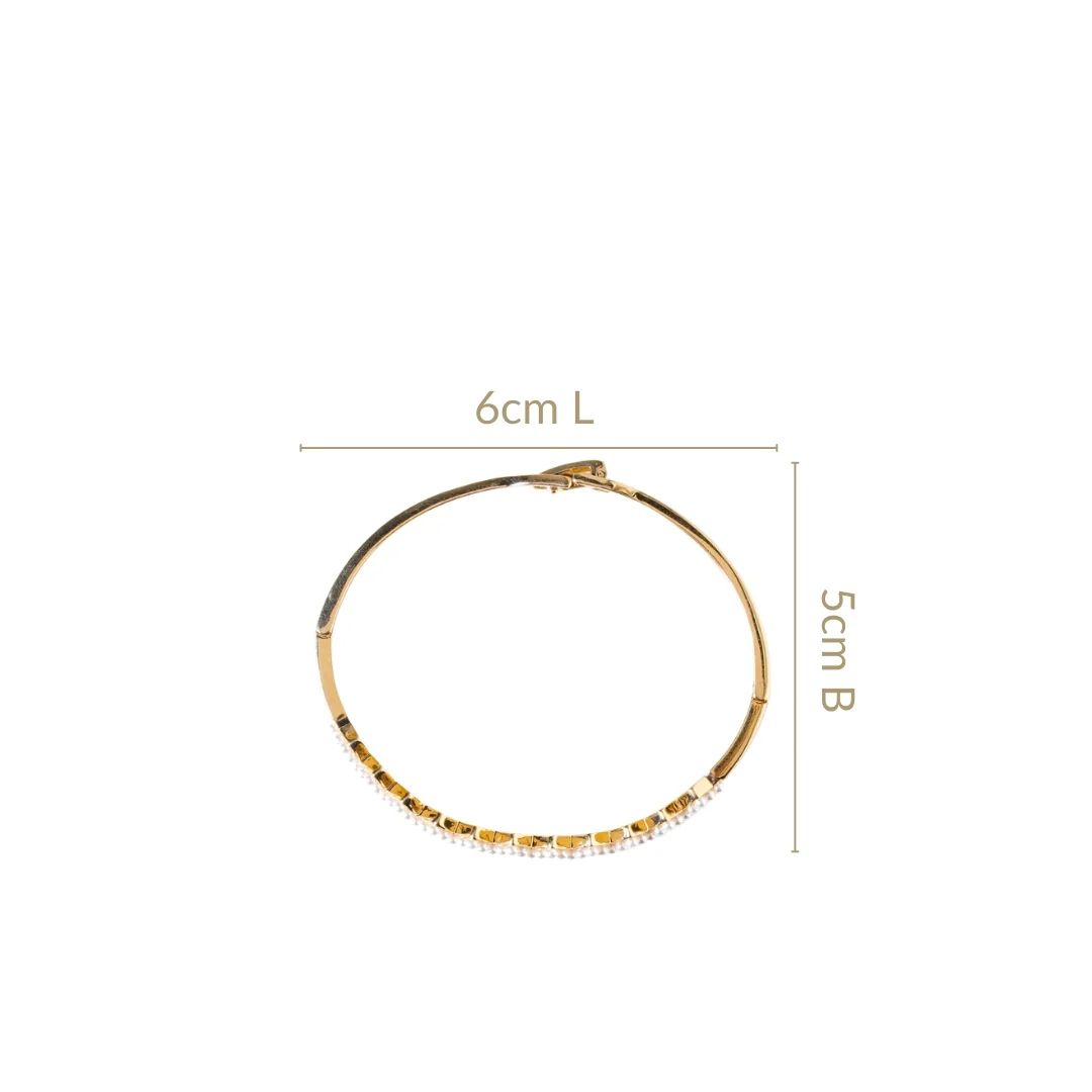Gold Zigzag Pearl Bracelet - Image 3