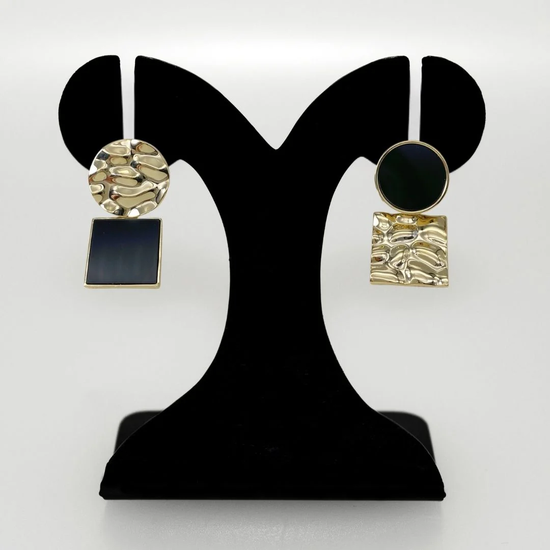 Golden Aura Black Stone Drop Earrings - Image 6